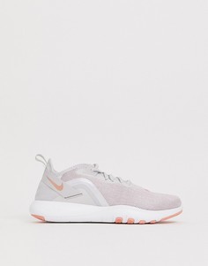 Серые кроссовки с розовыми вставками Nike Training flex