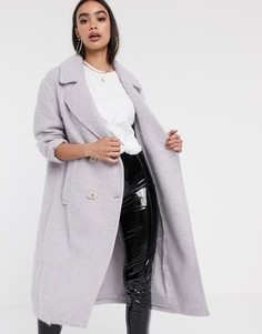 Эффектное пальто сиреневого цвета с оригинальными пуговицами ASOS DESIGN - Фиолетовый