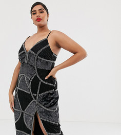 Платье-карандаш миди с декоративной отделкой ASOS DESIGN Curve - Мульти