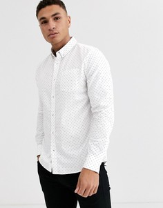 Оксфордская рубашка с длинными рукавами и принтом Burton Menswear - Белый