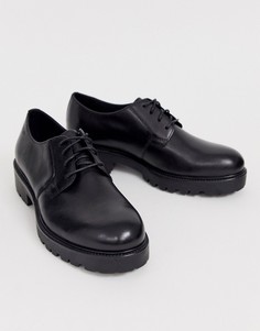 Черные кожаные туфли на плоской подошве со шнуровкой Vagabond Kenova - Черный