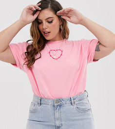 Футболка с принтом сердца ASOS DESIGN Curve - Розовый