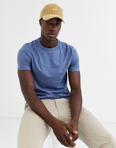 Темно-синяя меланжевая приталенная футболка с логотипом Farah Dennis - Темно-синий