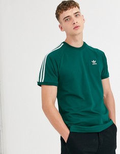 Зеленая футболка с 3 полосками adidas Originals - Зеленый