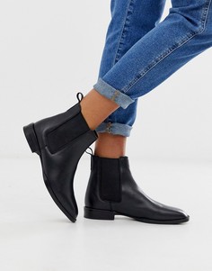 Черные кожаные ботинки челси ASOS DESIGN April - Черный
