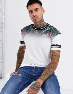 Белая футболка с принтом и отделкой на воротнике Jack & Jones Originals - Белый