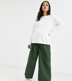 Парусиновые брюки с широкими штанинами и эластичной вставкой ASOS DESIGN Maternity - Зеленый