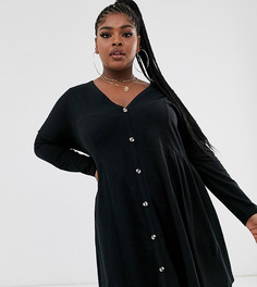 Свободное платье с пуговицами ASOS DESIGN Curve - Черный