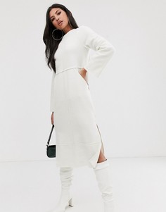 Мягкое платье миди с эффектом швов наизнанку ASOS DESIGN - Белый