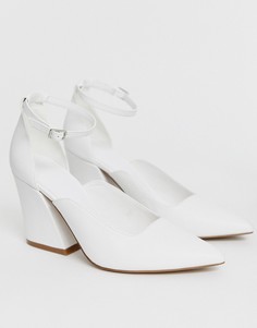 Белые остроносые туфли на блочном каблуке ASOS DESIGN Spotless