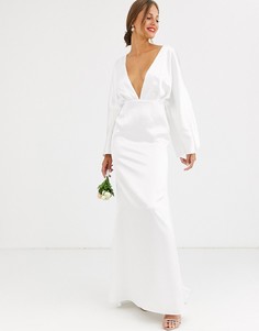 Атласное платье с рукавами-кимоно ASOS EDITION - Белый