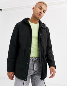 Черная парка с флисовой подкладкой ASOS DESIGN - Черный