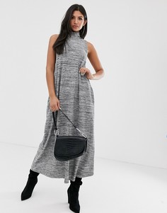Меланжевое платье макси без рукавов с высоким воротником ASOS DESIGN - Черный