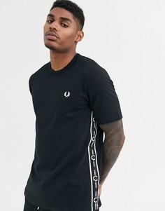 Черная футболка с отделкой лентой Fred Perry - Черный