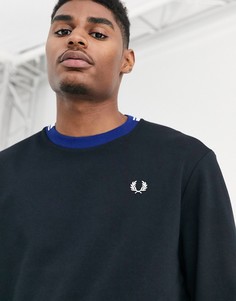 Черный свитшот с контрастным круглым вырезом Fred Perry - Черный