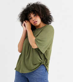 Свободная футболка с узлом сбоку ASOS DESIGN Curve - Зеленый