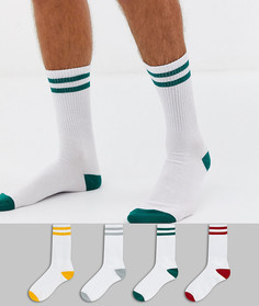 Набор из 4 пар теннисных носков с разноцветными полосками Jack & Jones - Мульти