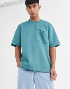 Свободная футболка с карманом ASOS WHITE - Зеленый