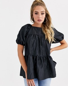 Ярусный топ из тафты ASOS DESIGN - Темно-синий
