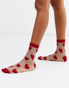 Прозрачные носки с сердечками ASOS DESIGN - Красный