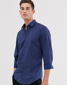 Узкая эластичная рубашка с принтом треугольников Esprit - Темно-синий