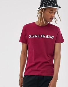 Приталенная красная футболка с логотипом Calvin Klein Jeans - Красный