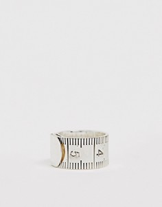 Серебристое кольцо с отделкой под мерную ленту Icon Brand - Серебряный