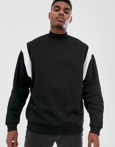Oversize-свитшот с высоким воротом и вставками ASOS DESIGN - Черный