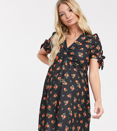 Платье-мини с цветочным принтом и завязками на рукавах ASOS DESIGN Maternity - Мульти