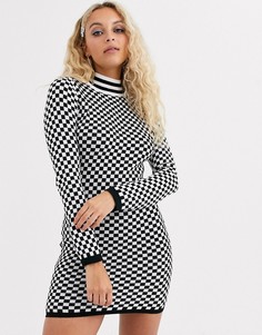 Трикотажное платье мини в клетку с открытой спиной ASOS DESIGN - Мульти