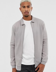 Серая трикотажная куртка Харрингтон ASOS DESIGN - Серый