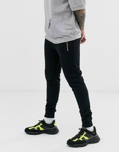 Черные джоггеры скинни с золотистыми молниями на карманах ASOS DESIGN - Черный