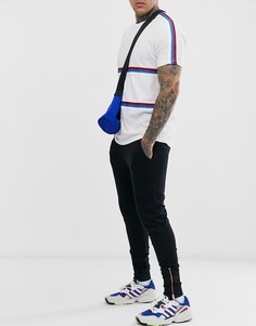 Черные джоггеры скинни с золотисто-розовыми молниями на манжетах ASOS DESIGN - Черный