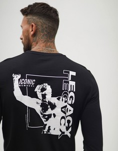 Футболка с длинным рукавом и принтом на спине ASOS DESIGN - Черный