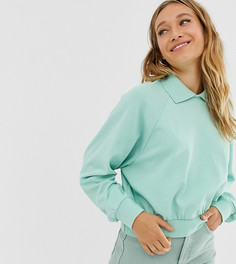 Зеленый короткий свитшот-oversize c воротником поло Monki - Зеленый