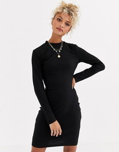 Черное платье с круглым вырезом в рубчик New Look - Черный