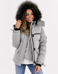 Светло-серая лыжная дутая куртка New Look - Серый