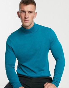 Сине-зеленая хлопковая водолазка ASOS DESIGN - Синий