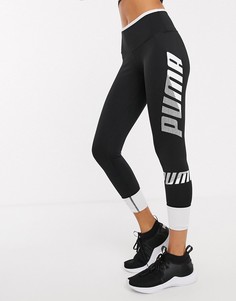 Черные леггинсы с белыми отворотами Puma modern sport