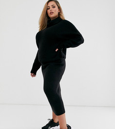 Юбка миди из переработанного материала ASOS DESIGN Curve - Черный