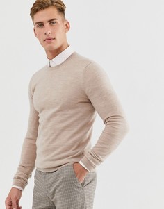 Бежевый обтягивающий джемпер из мериносовой шерсти ASOS DESIGN - Бежевый