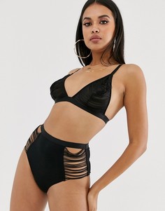 Сетчатые трусы с завышенной талией и петельками-кисточками ASOS DESIGN Dianne - Черный