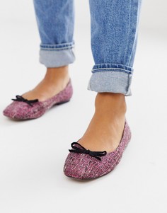 Розовые балетки из букле с квадратным носком ASOS DESIGN Last - Мульти