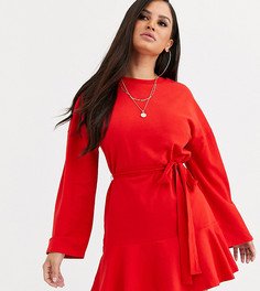 Трикотажное платье с длинными рукавами ASOS DESIGN Petite - Красный