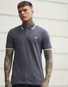 Серая футболка-поло с двойной окантовкой Fred Perry - Серый