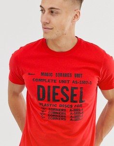 Красная футболка с принтом логотипа Diesel T-Diego-B6 - Красный