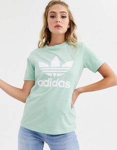 Зеленая футболка с трилистником adidas originals - Зеленый