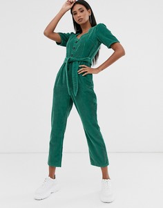Вельветовый комбинезон с вырезом сердечком ASOS DESIGN - Зеленый