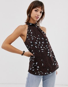 Плиссированный топ с леопардовым принтом River Island - Коричневый