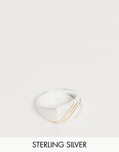 Серебряное кольцо с отделкой из 14-каратного золота ASOS DESIGN - Серебряный